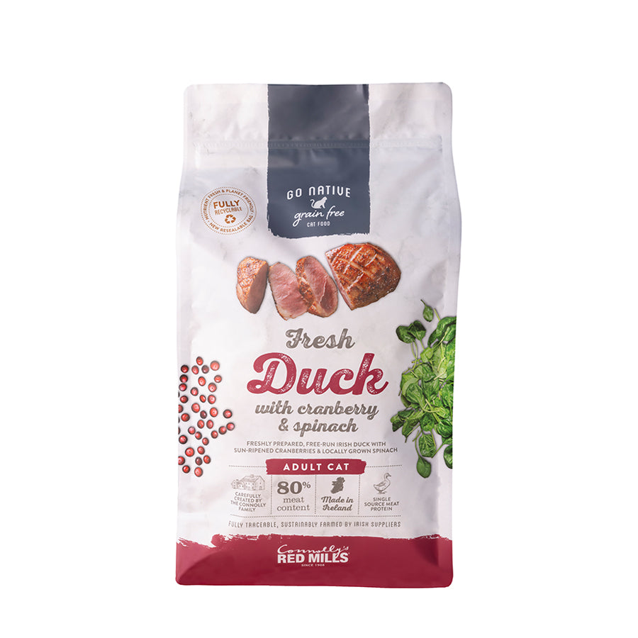 Red Mills Go Native Fresh Duck with Cranberry & Spinach Dry Cat Food for Adult Cats, 300g
