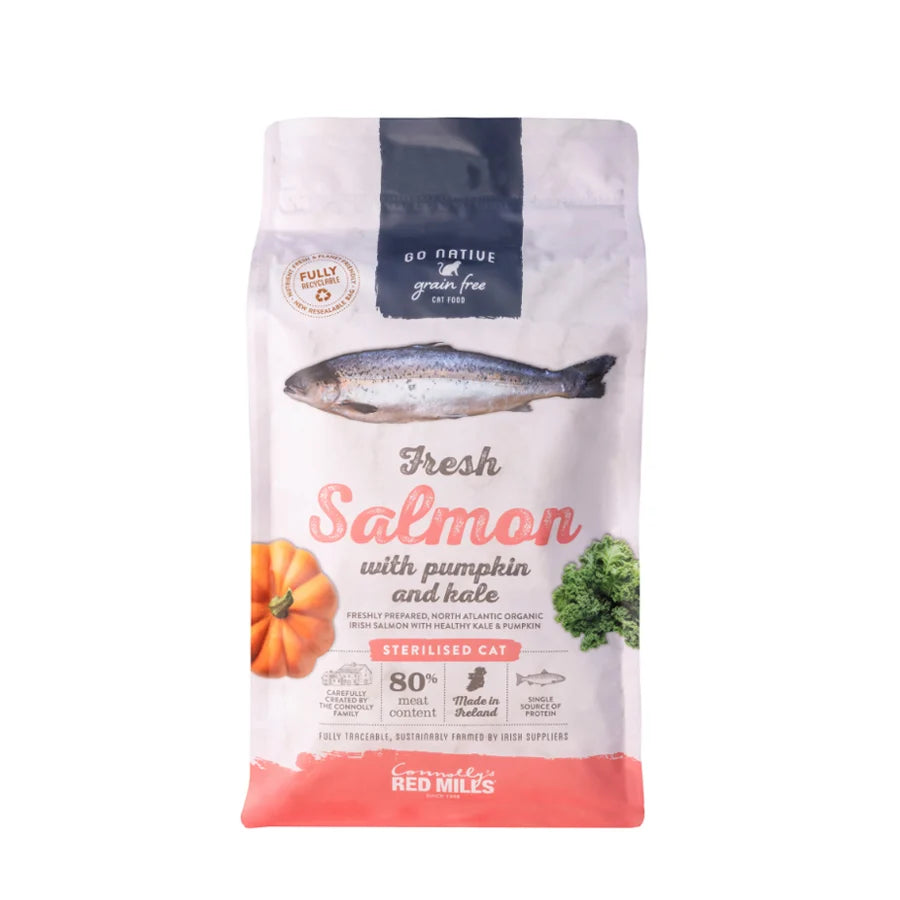 Red Mills Go Native Fresh Salmon with Pumpkin & Kale Dry Cat Food for Sterilised Cats, 300g