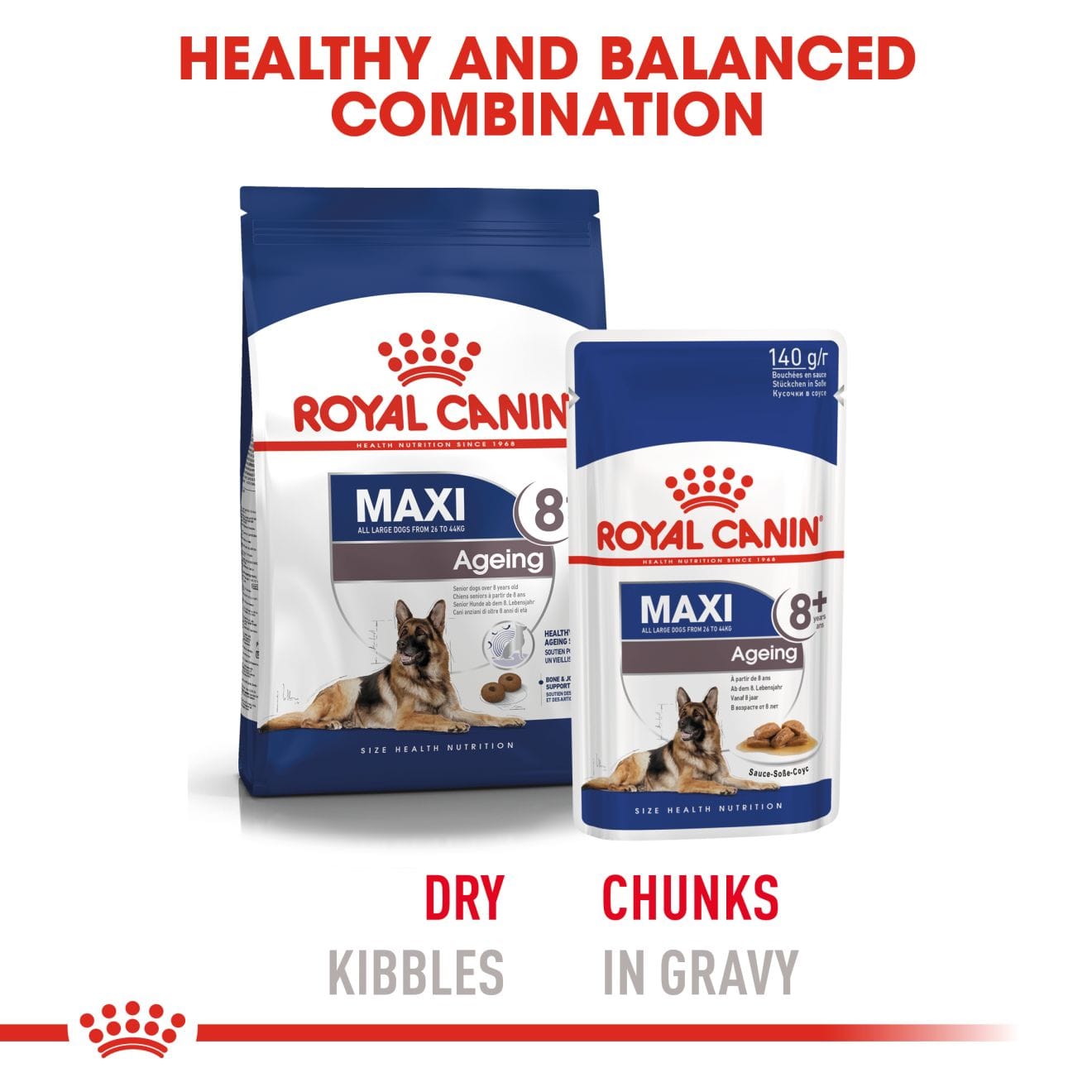 Royal Canin Ageing 8+ Wet Dog Food Chunks In Gravy for Large Breed Senior Dogs, 140g