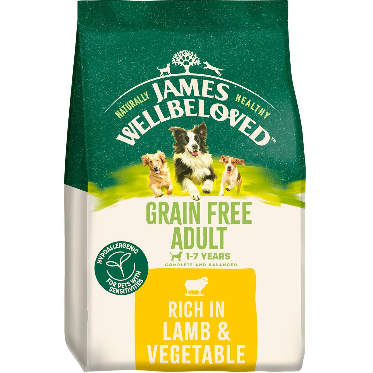 James Wellbeloved Grain Free Lamb & Vegetable Dry Dog Food for Adult Dogs, 10kg