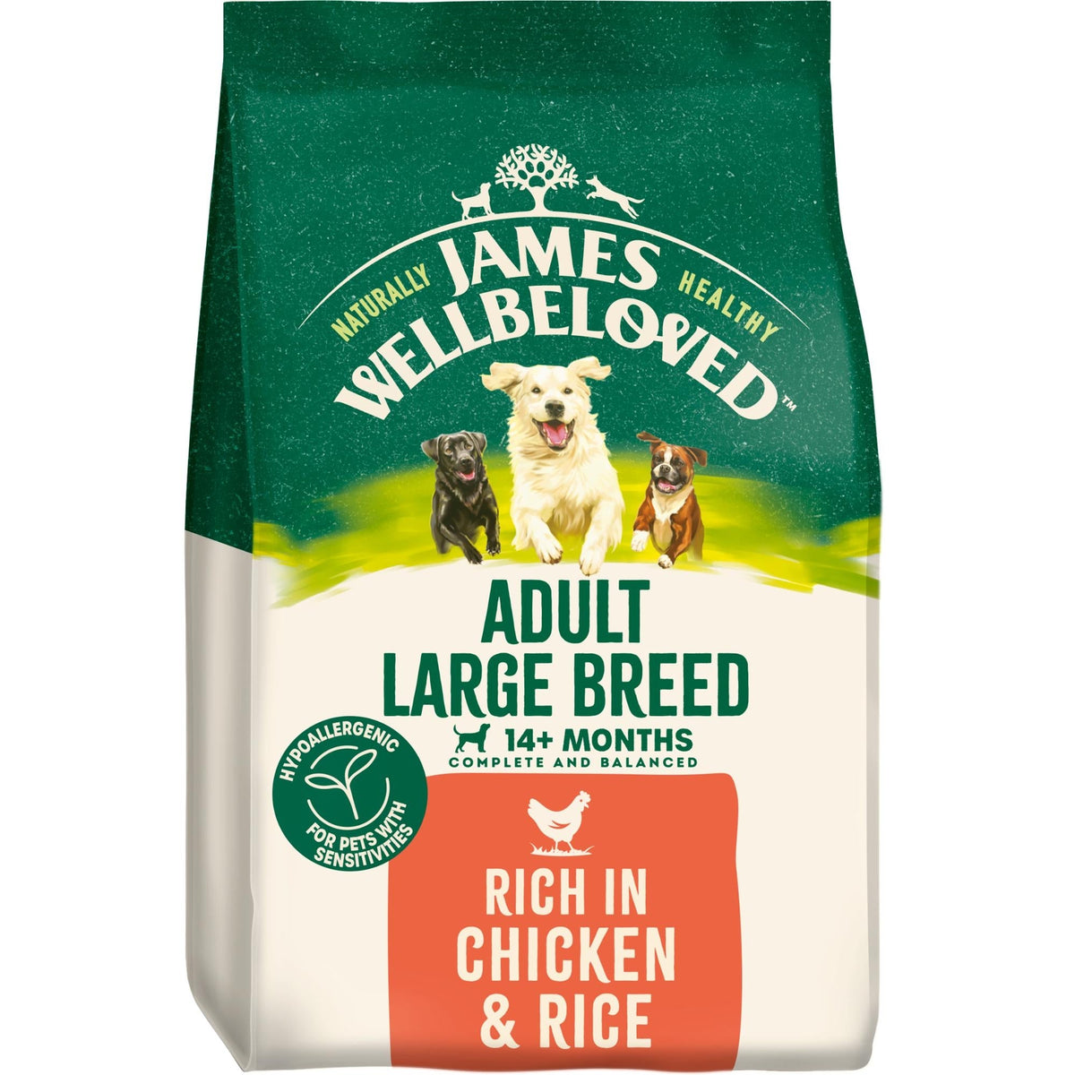 James Wellbeloved Chicken & Rice Dry Dog Food for Large Breed Adult Dogs, 15kg