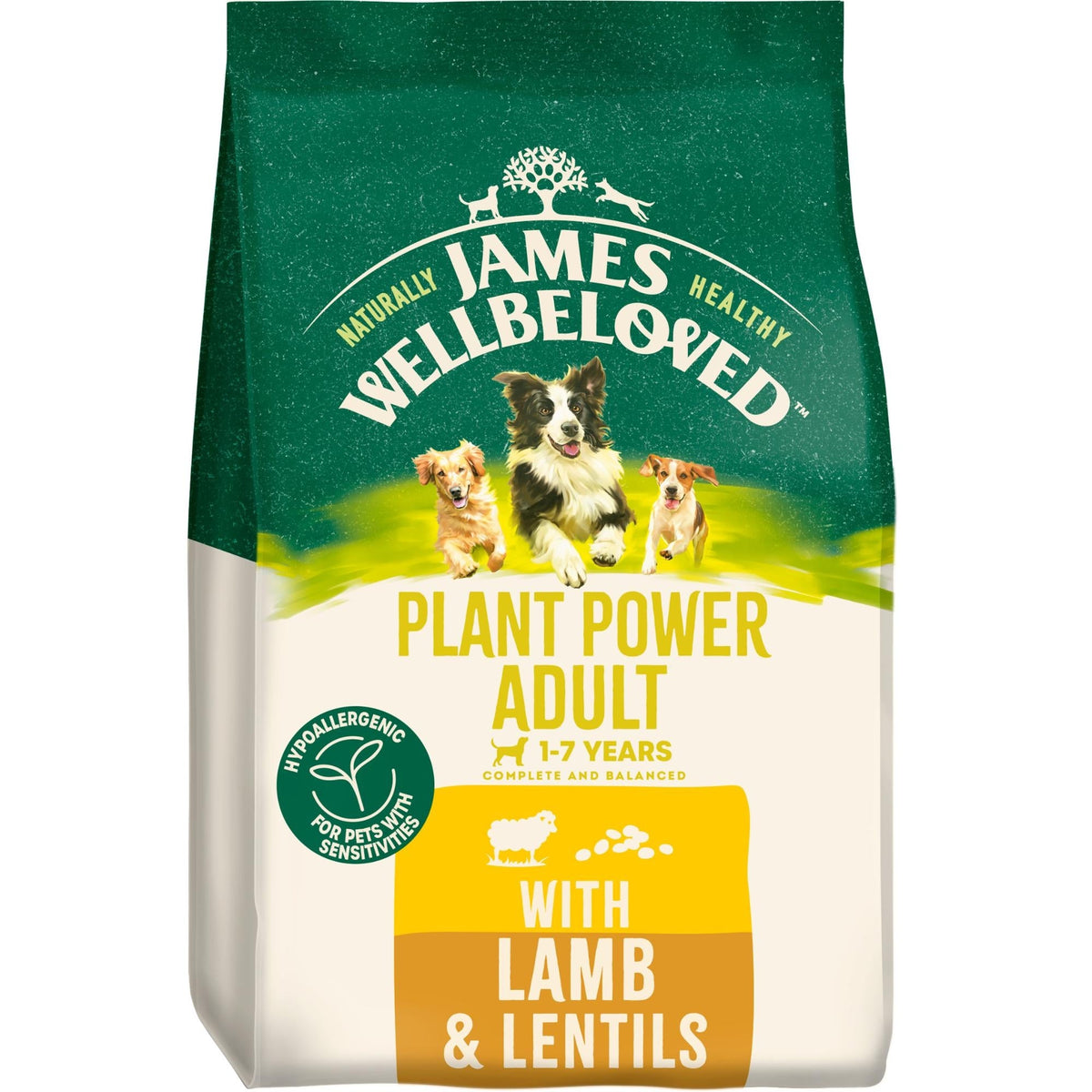 James Wellbeloved Plant Power Lamb & Lentils Dry Dog Food  for Adult Dogs, 10kg