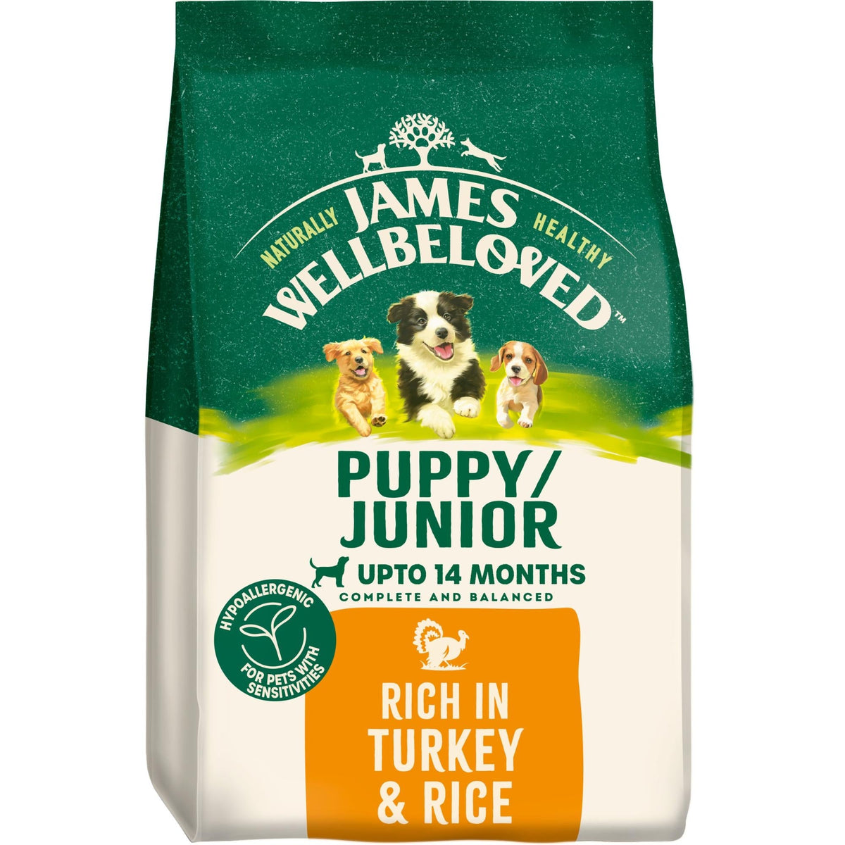 James Wellbeloved Turkey & Rice Dry Dog Food for Puppies, 15kg