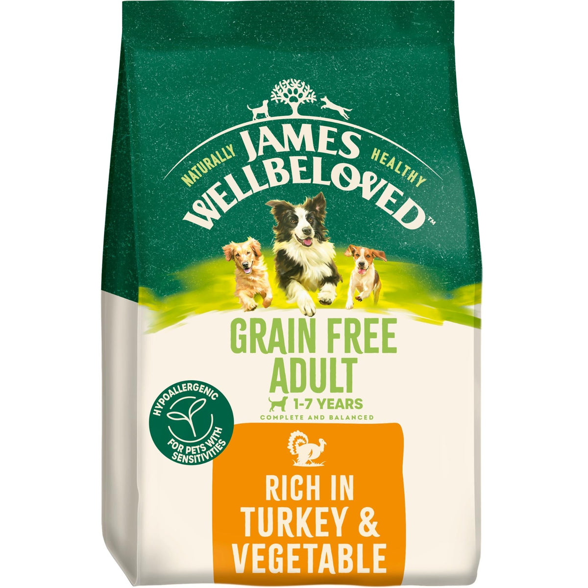 James Wellbeloved Grain Free Turkey & Vegetable Dry Dog Food  for Adult Dogs, 10kg