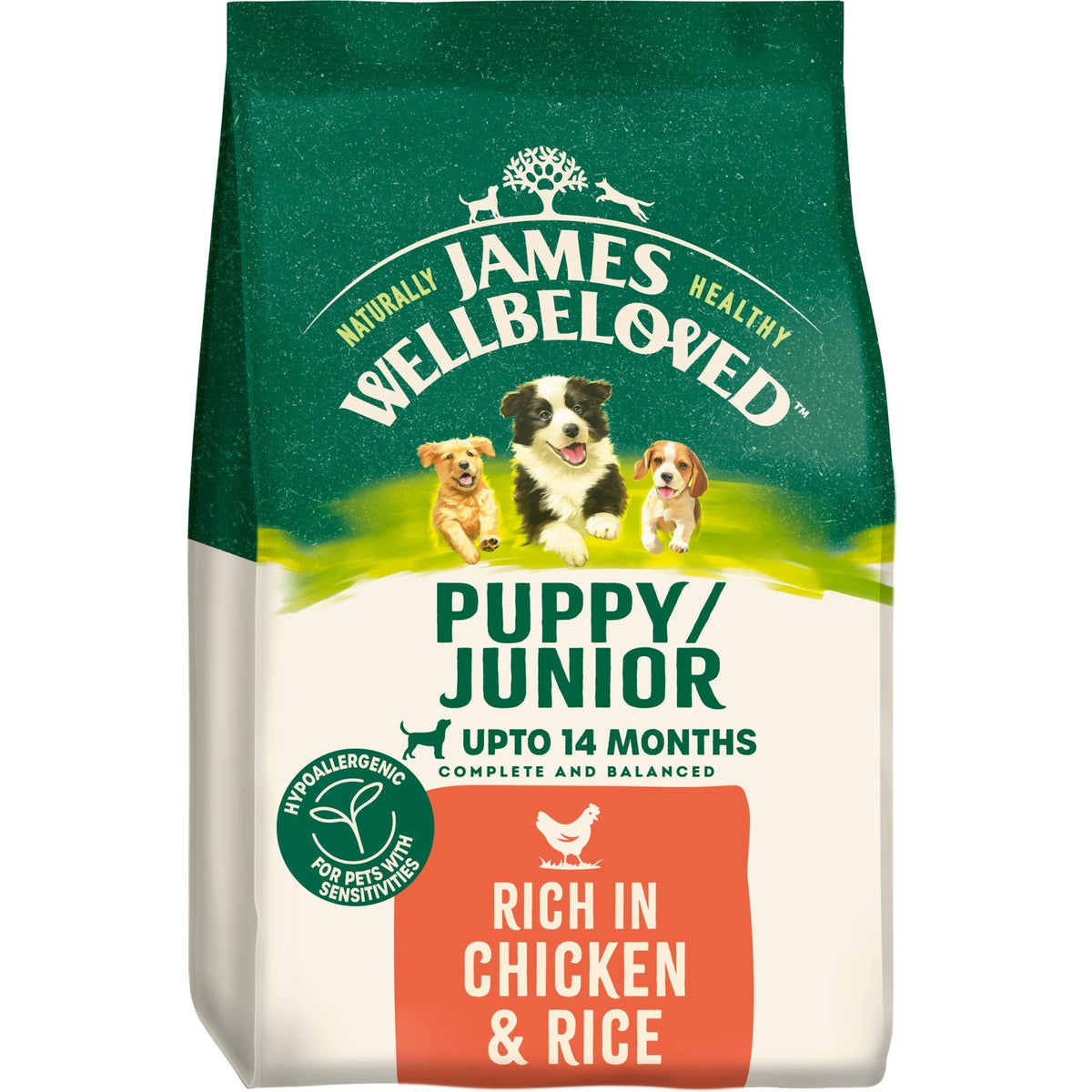 James Wellbeloved Chicken & Rice Dry Dog Food for Puppies, 15kg