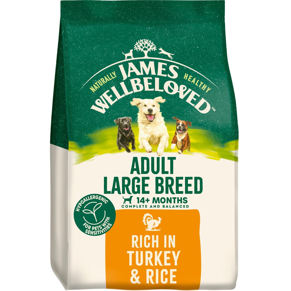James Wellbeloved Turkey & Rice Dry Dog Food for Large Breed Adult Dogs, 15kg