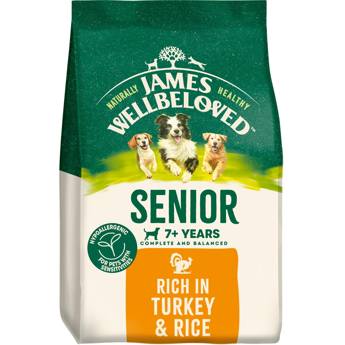 James Wellbeloved Turkey & Rice Dry Dog Food for Senior Dogs, 15kg