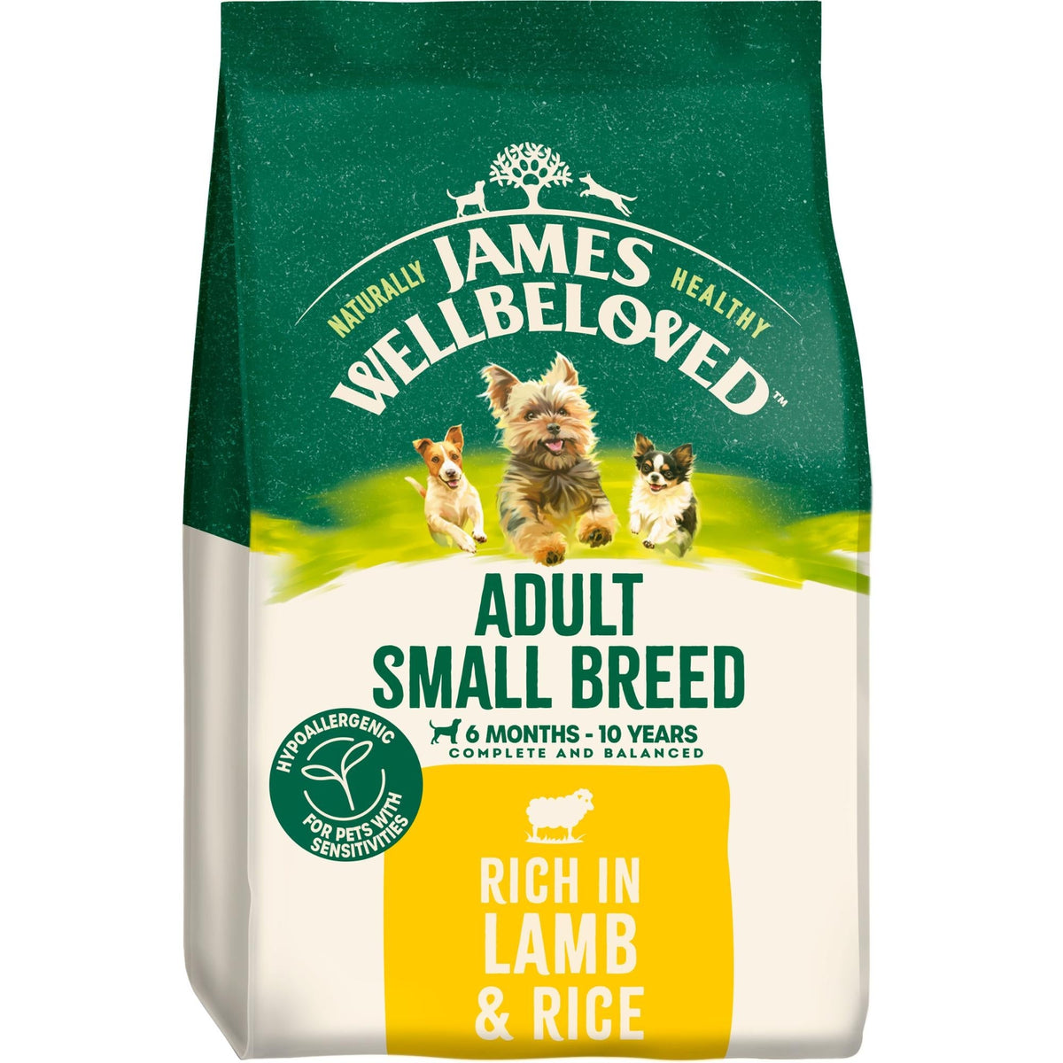 James Wellbeloved Lamb & Rice Dry Dog Food for Small Breed Adult Dogs, 7.5kg