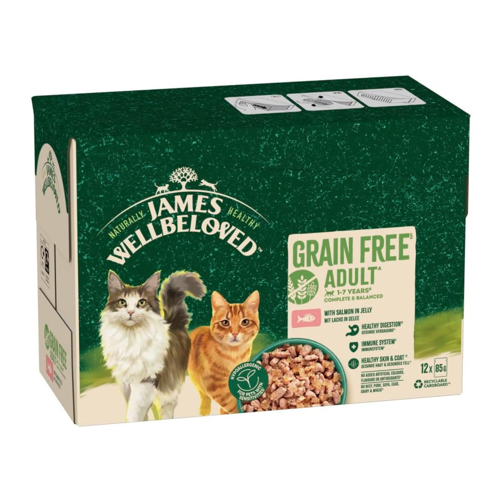 James Wellbeloved Grain Free Salmon in Jelly Wet Cat Food for Adult Cats, 12 x 85g