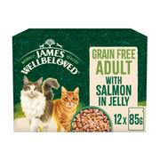 James Wellbeloved Grain Free Salmon in Jelly Wet Cat Food for Adult Cats, 12 x 85g