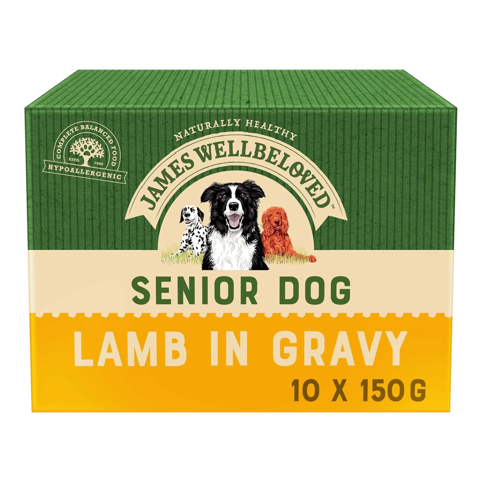 James Wellbeloved Lamb with Rice & Vegetables in Gravy Wet Dog Food for Senior Dogs, 10 x 150g