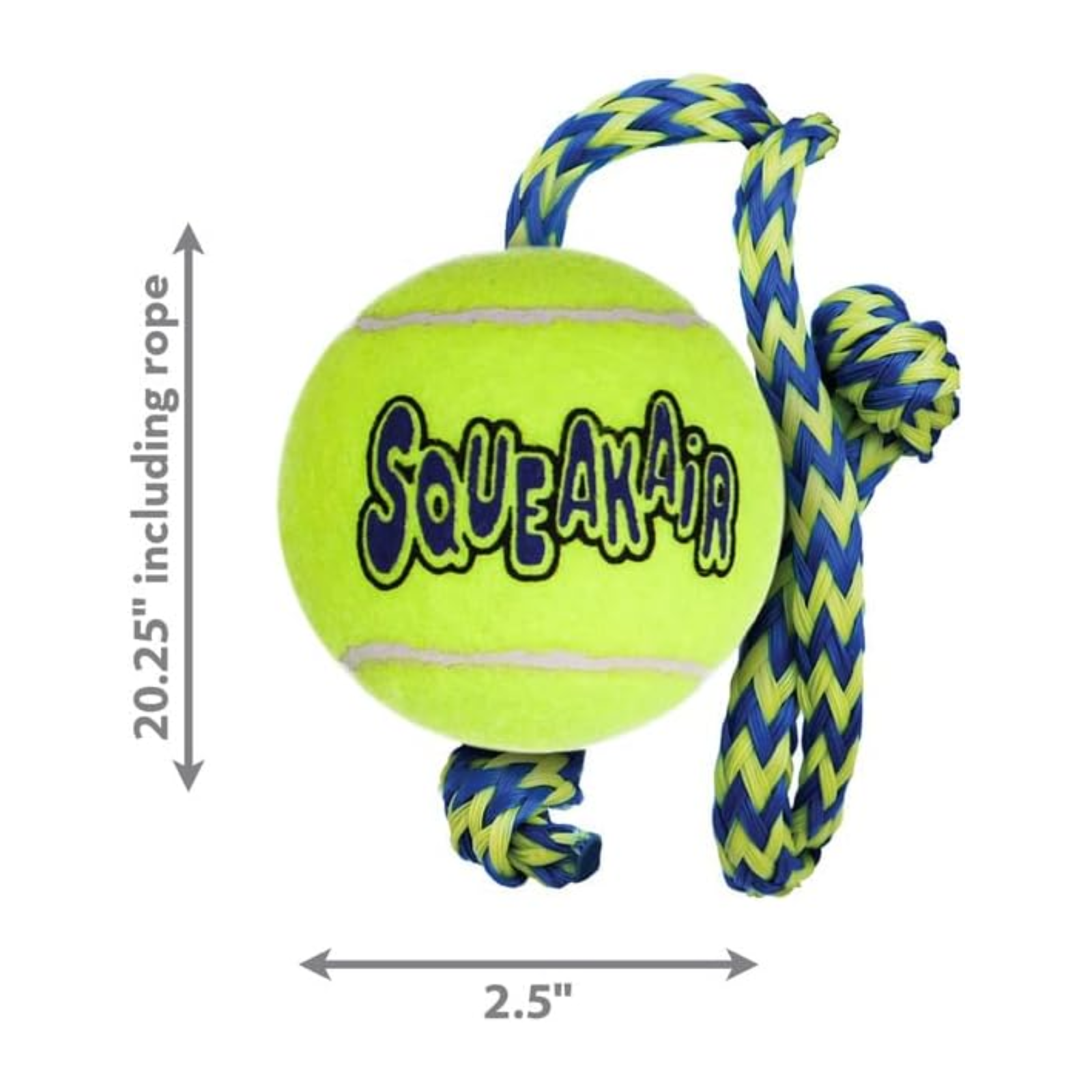 Kong AirDog Squeaker Tennis Ball With Rope,