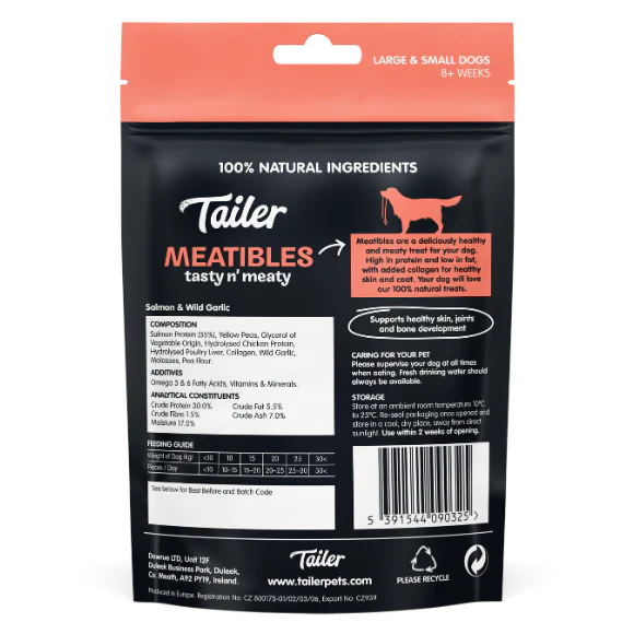 Tailer Meatibles Salmon & Wild Garlic Dog Treats, 70g
