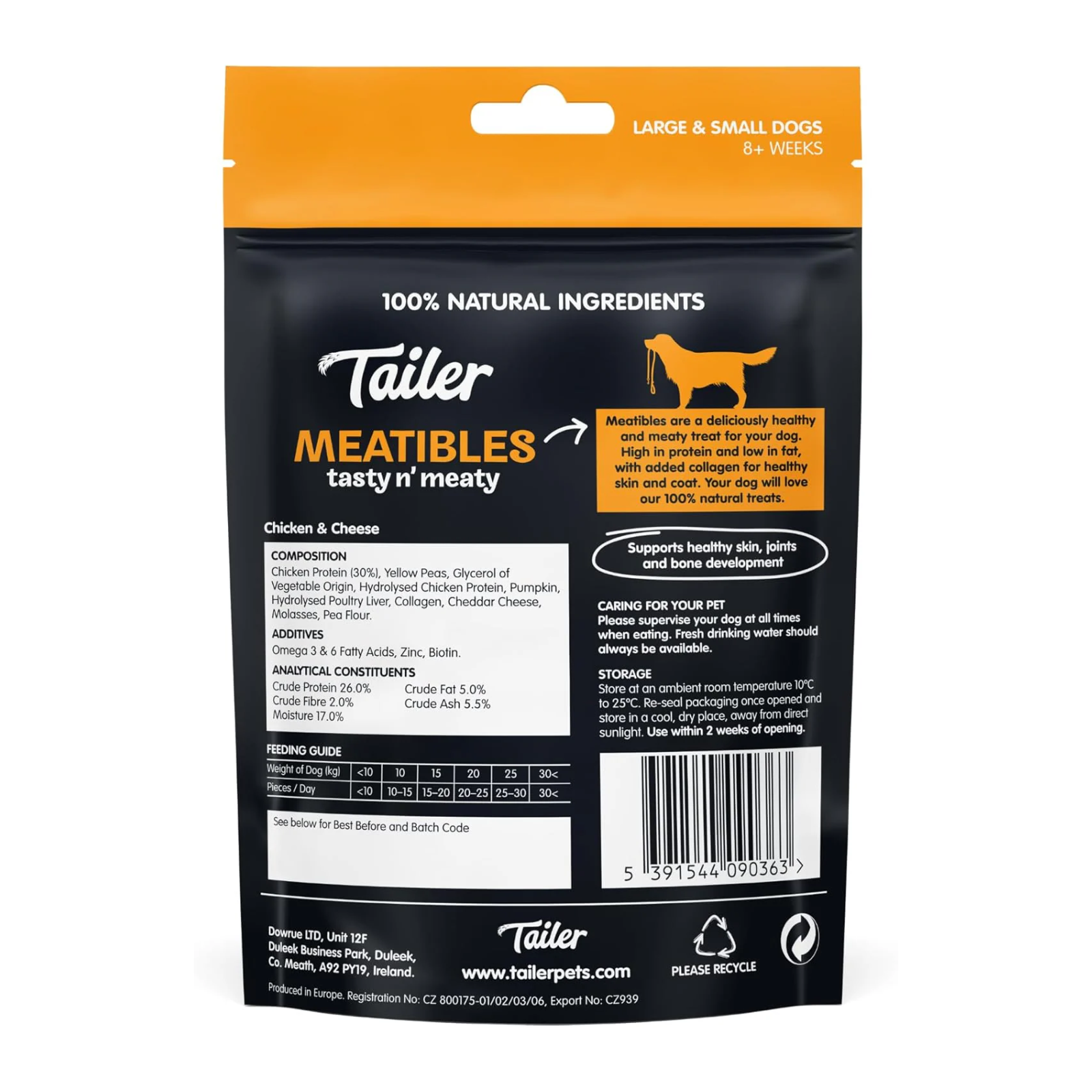 Tailer Meatibles Chicken & Cheese Dog Treats, 70g