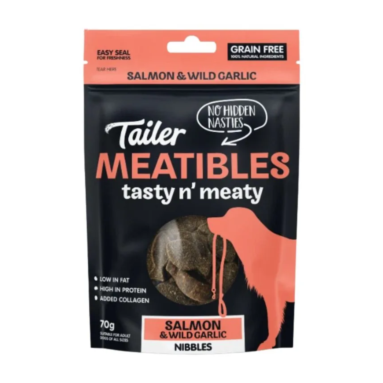 Tailer Meatibles Salmon & Wild Garlic Dog Treats, 70g