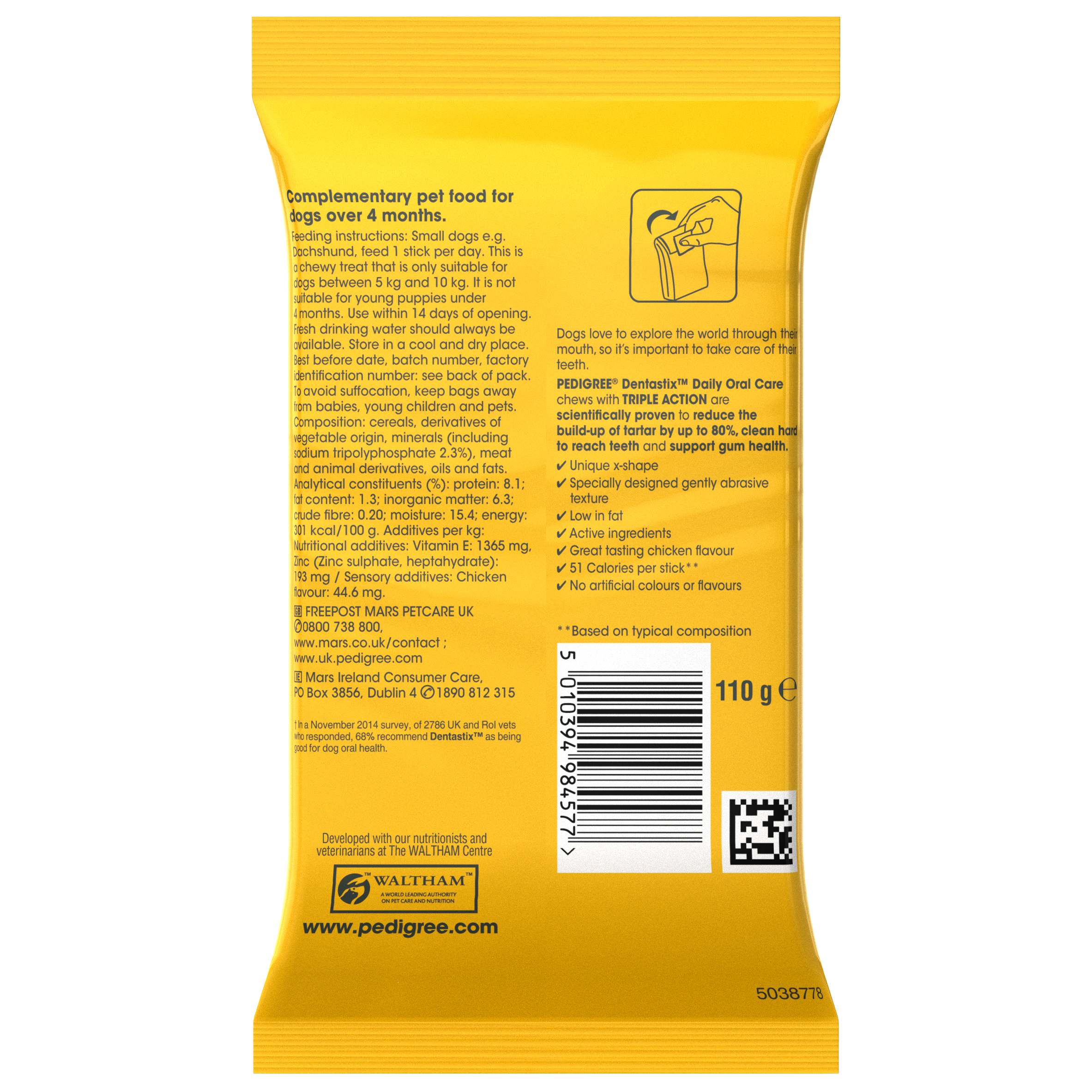 Pedigree Dentastix Daily Dental Dog Treats for Small Breed Dogs, 7 Sticks