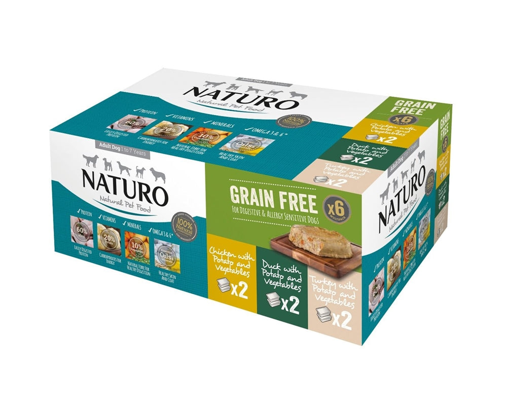 Naturo Grain Free Poultry Selection Variety Pack Wet Dog Food for Adult Dogs, 6 x 400g