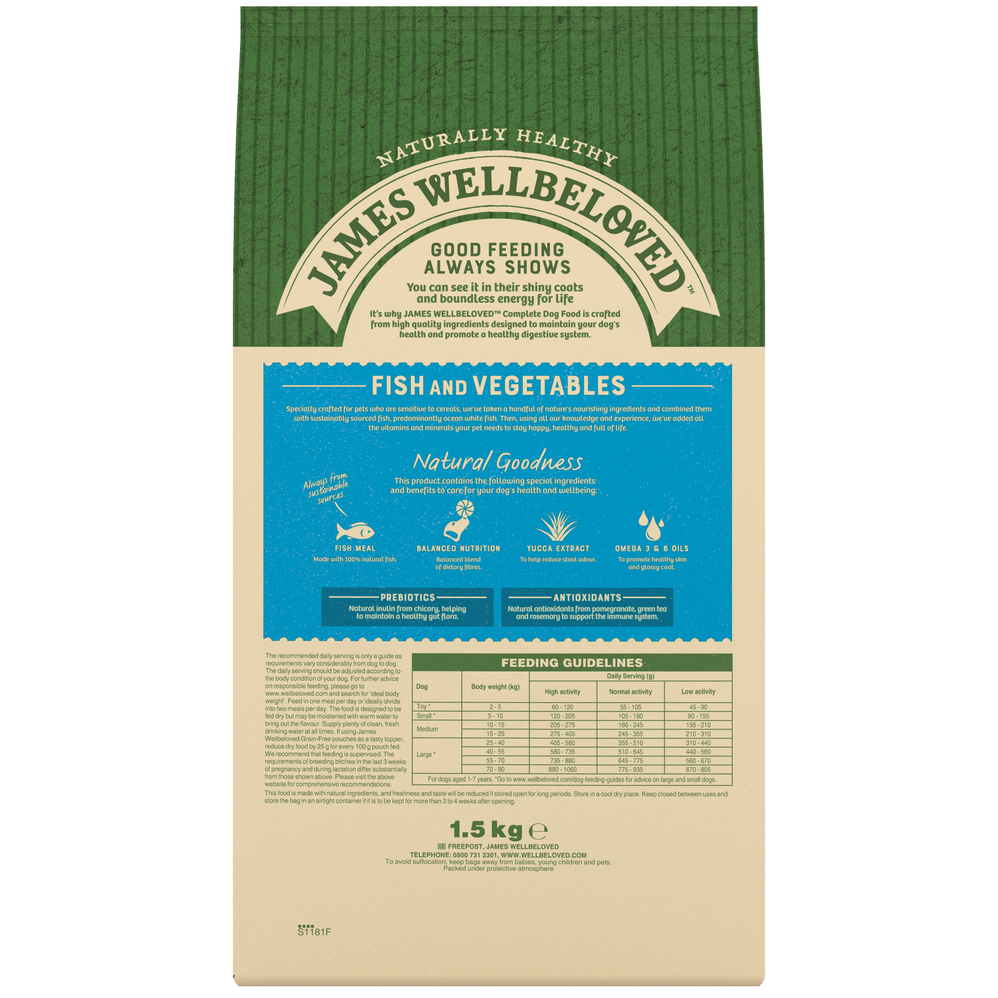 James Wellbeloved Grain Free Fish Dry Dog Food for Adult Dogs, 1.5kg