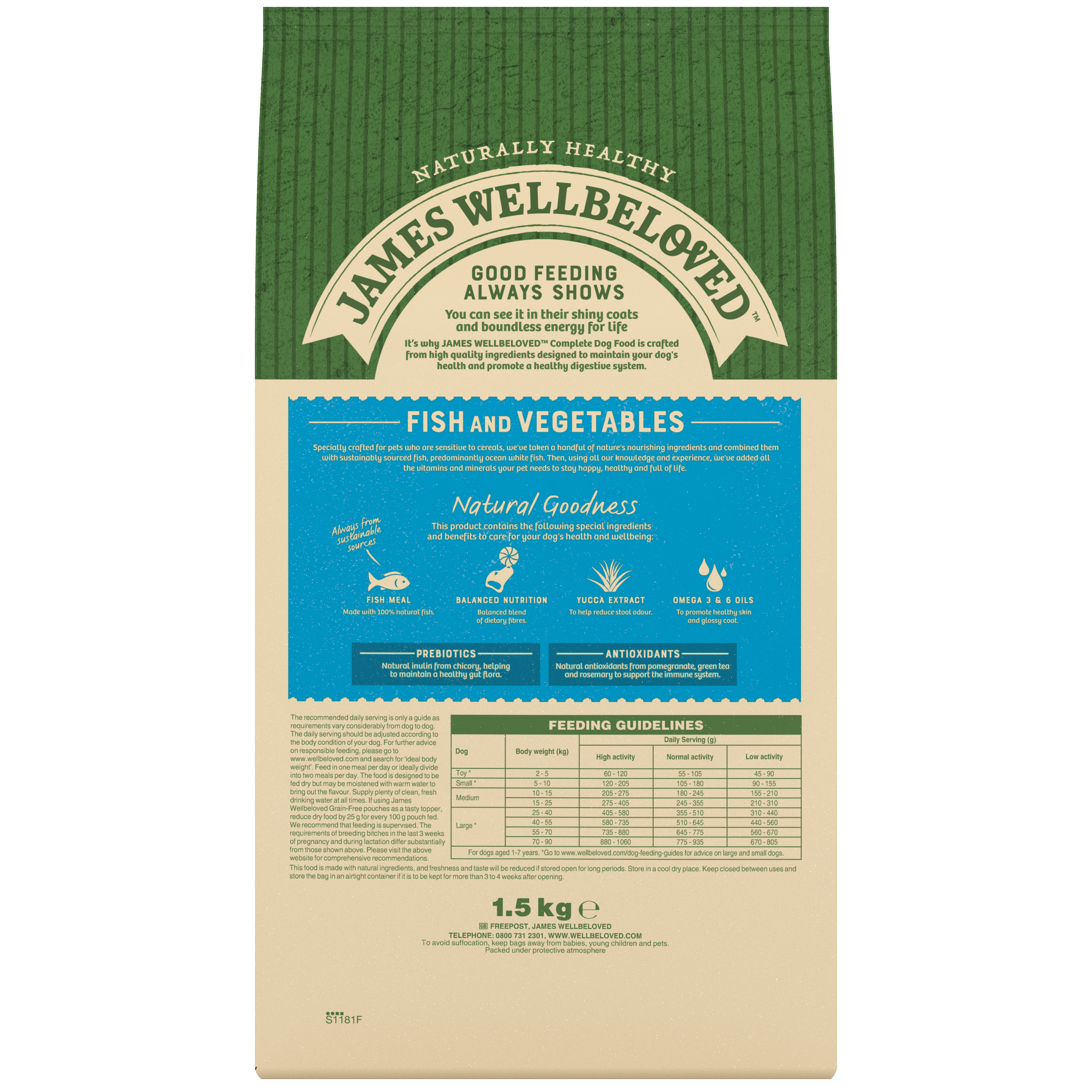 James Wellbeloved Grain Free Fish Dry Dog Food for Adult Dogs, 1.5kg