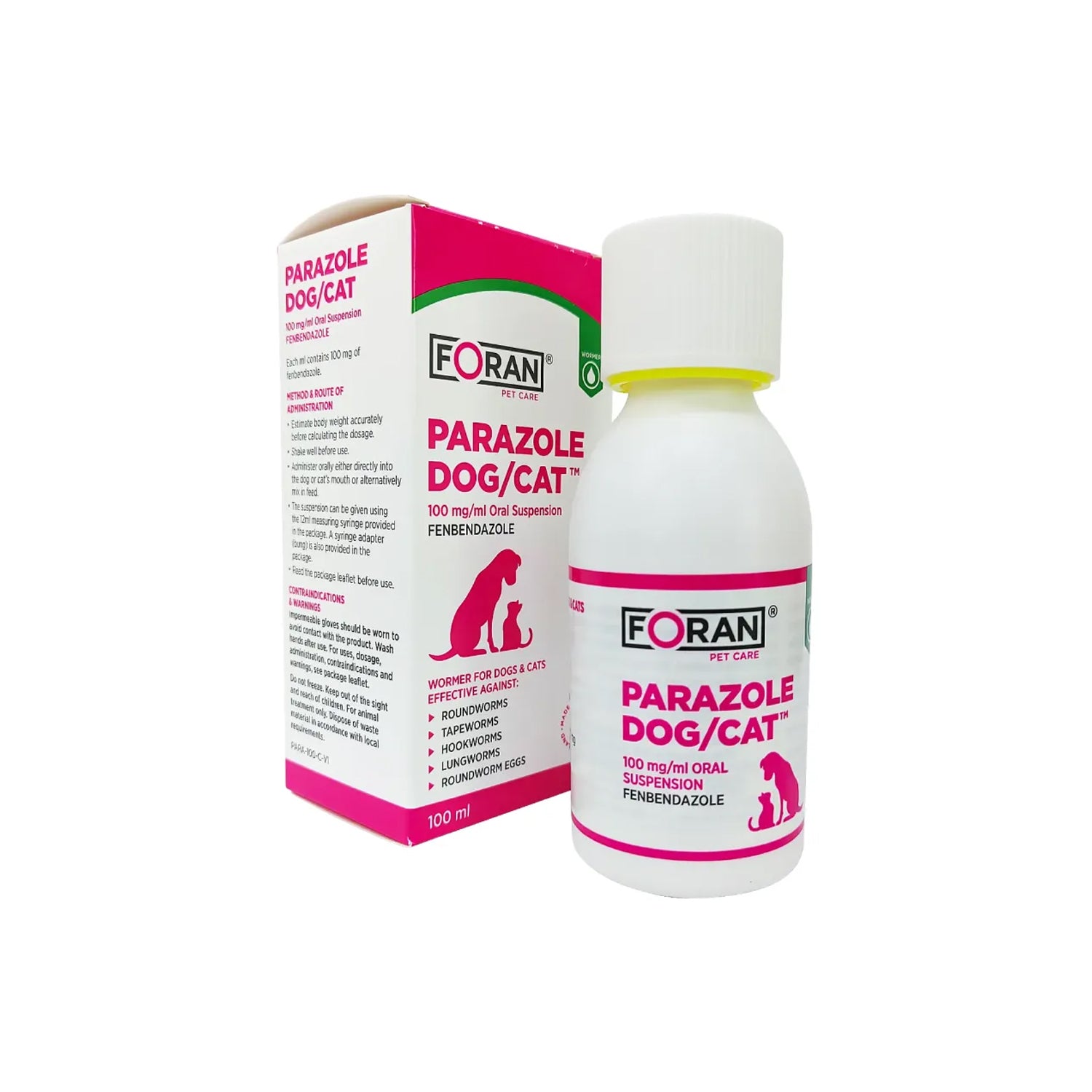 Foran Parazole Wormer for Cats & Dogs, 100ml