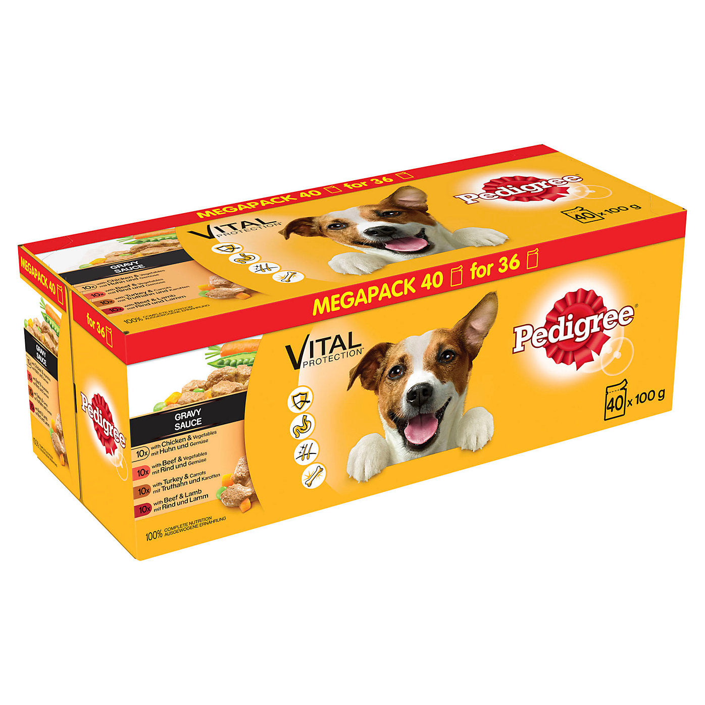 Pedigree Mixed Selection in Gravy Wet Dog Food for Adult Dogs, 40 x 100g