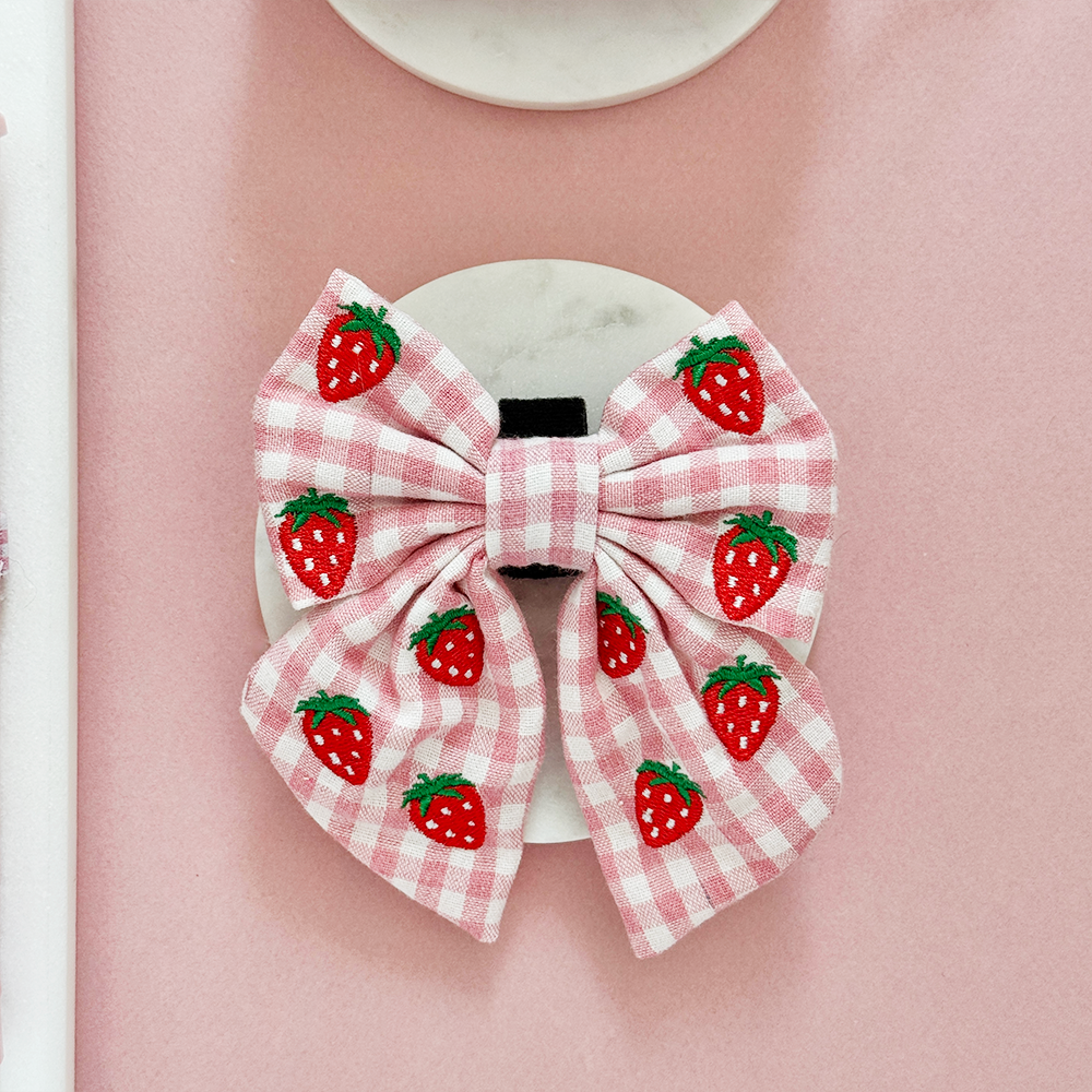 Cocopup Strawberry Picnic Pup Sailor Bow Tie