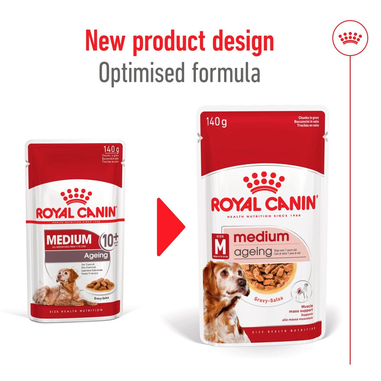 Royal Canin Ageing 7+ Wet Dog Food Chunks In Gravy for Medium Breed Senior Dogs, 140g