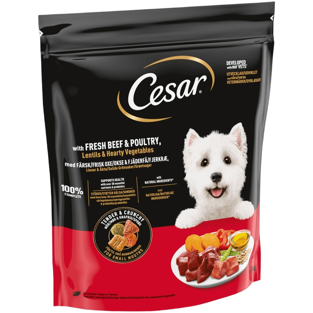 Cesar Fresh Beef, Poultry & Vegetables Dry Dog Food for Adult Dogs, 1.4kg