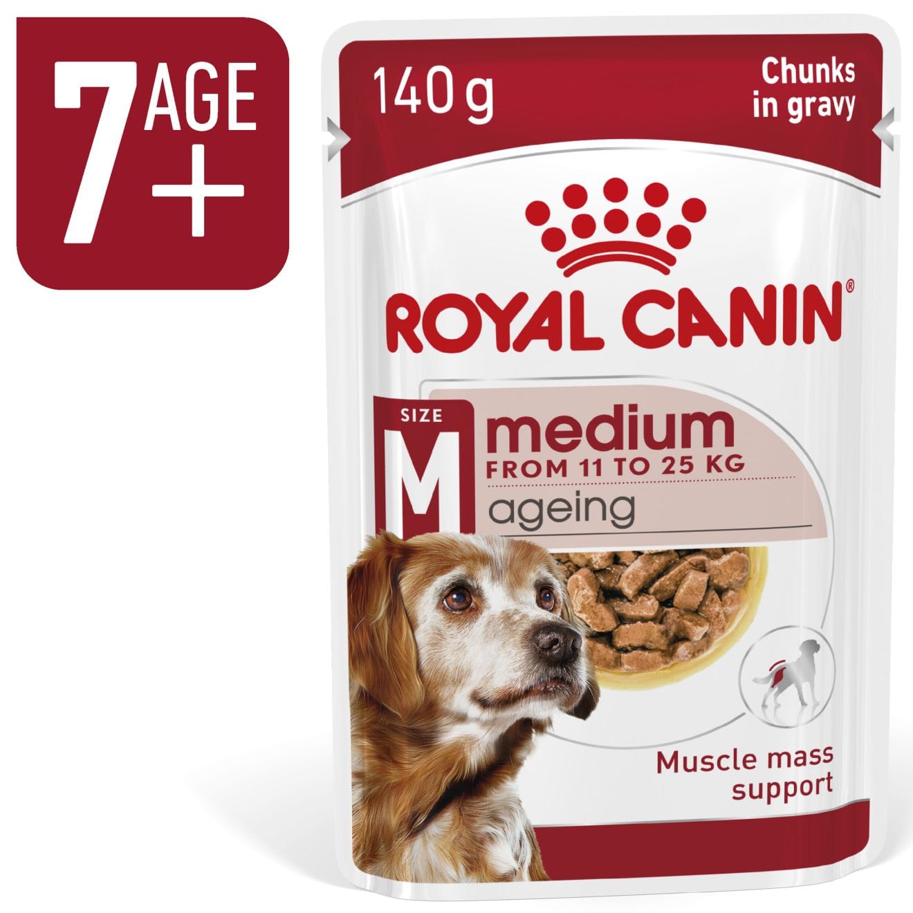 Royal Canin Ageing 7+ Wet Dog Food Chunks In Gravy for Medium Breed Senior Dogs, 140g