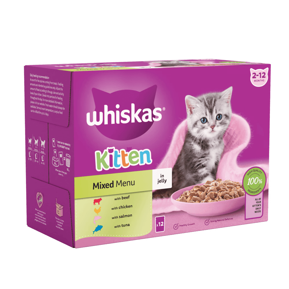Whiskas Mixed Menu in Jelly Wet Cat Food for Kittens, 12 x 85g