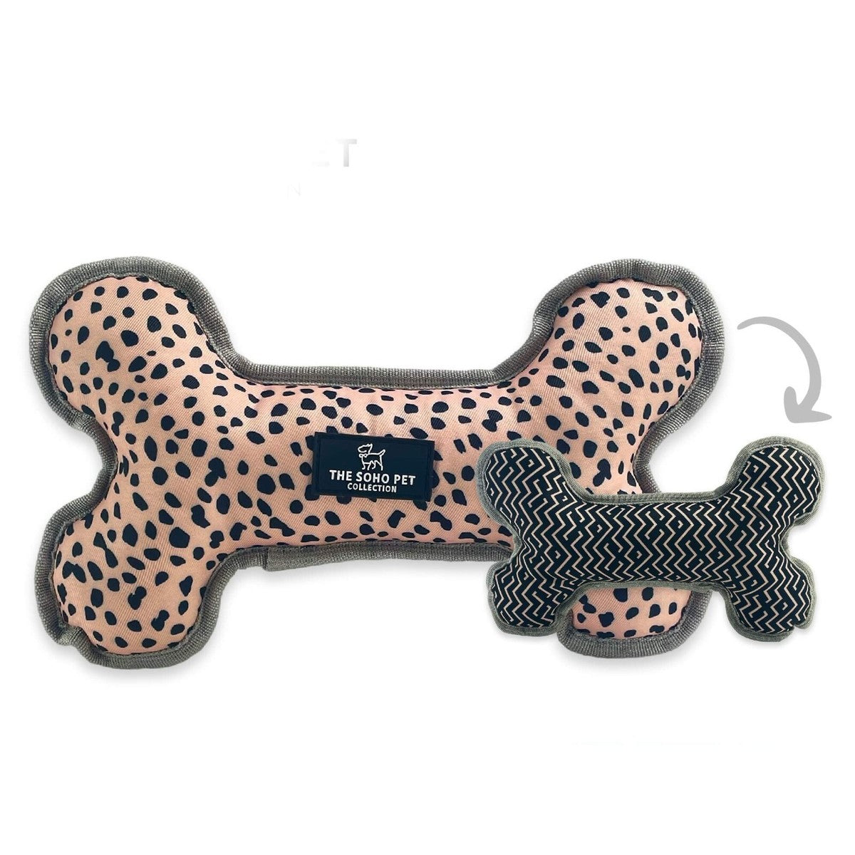 Ancol Soho Dalmation/Zigzag Patterned Reversible Bone Dog Toy