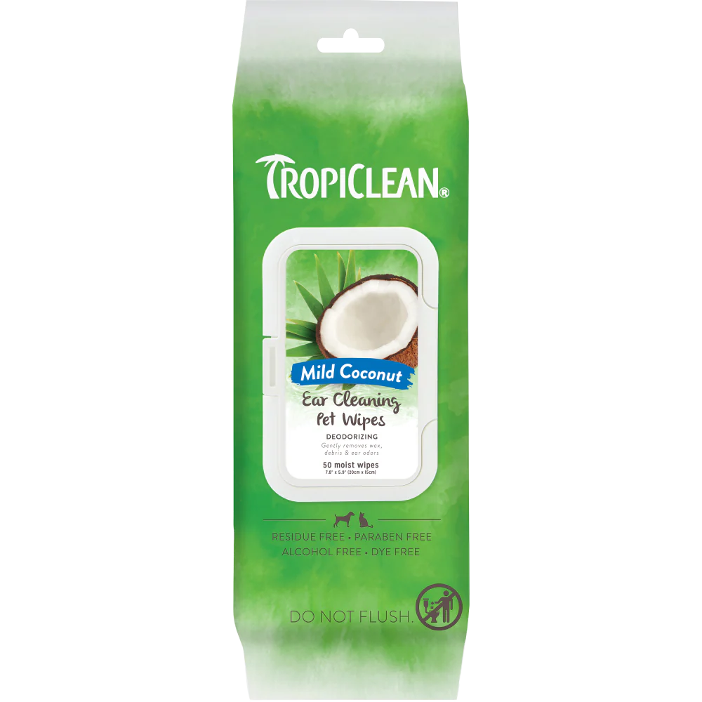 TropiClean Dog & Cat Ear Cleaning Wipes, 50 Pack