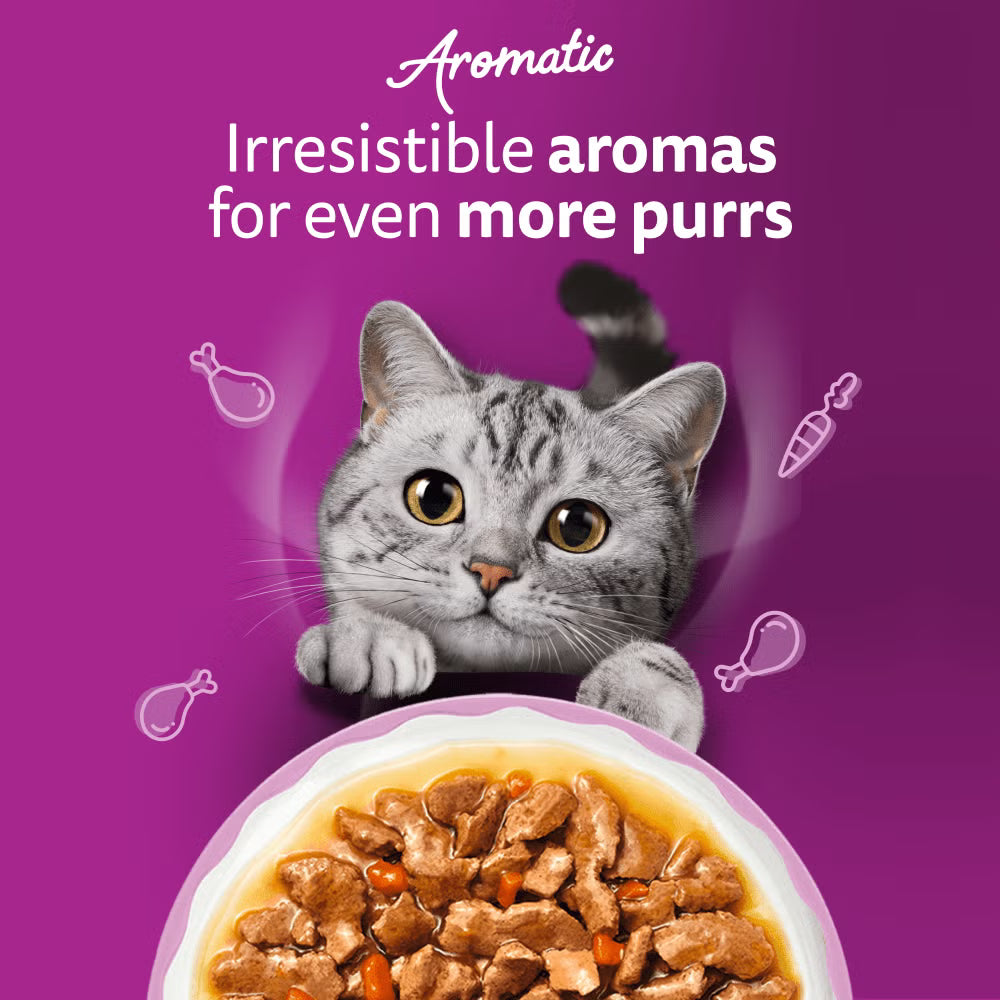 Whiskas Aromatic Fragrant Fusions in Gravy Wet Cat Food for Adult Cats, 40 x 85g