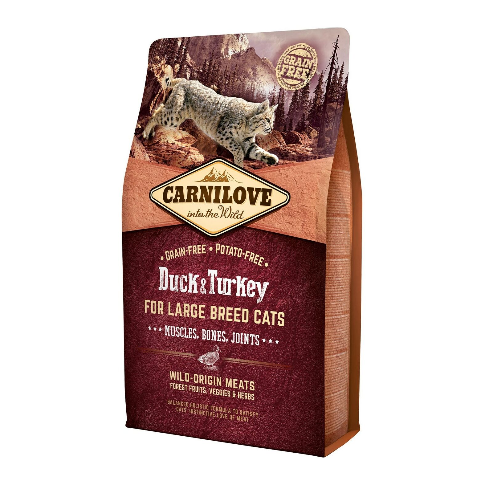 Carnilove Duck & Turkey Dry Cat Food for Large Breed Adult Cats, 2kg