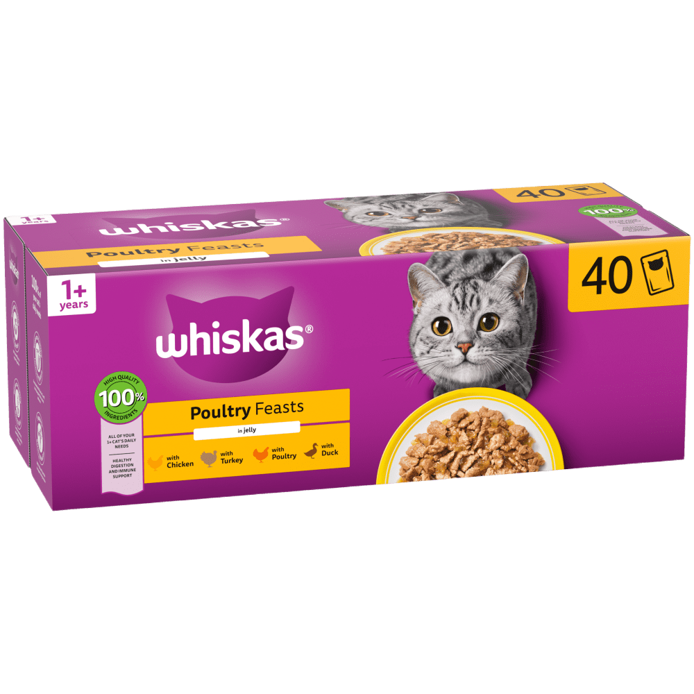 Whiskas Poultry Feasts in Jelly Wet Cat Food for Adult Cats
