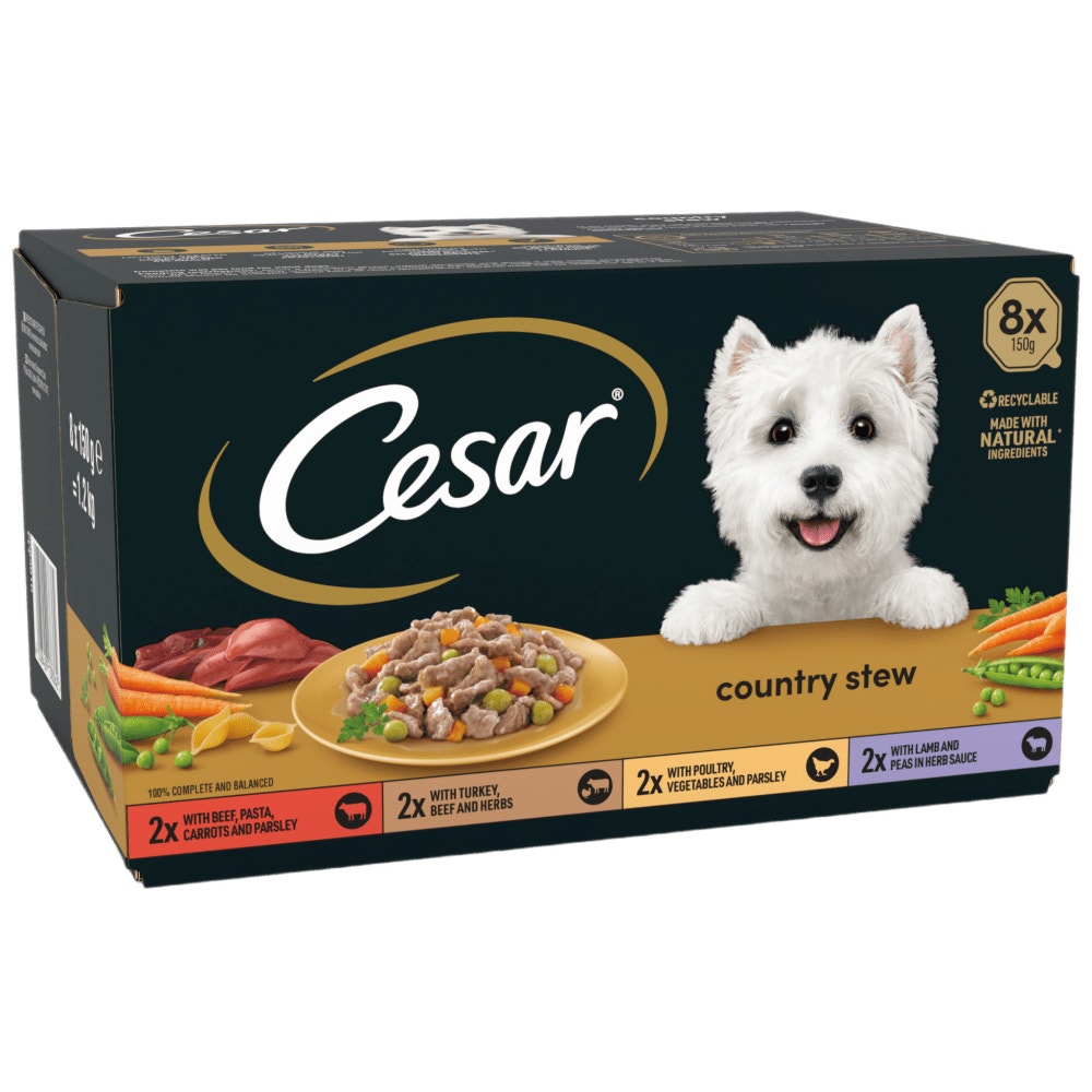 Cesar Country Stew Variety Pack Wet Dog Food for Adult Dogs, 8 x 150g