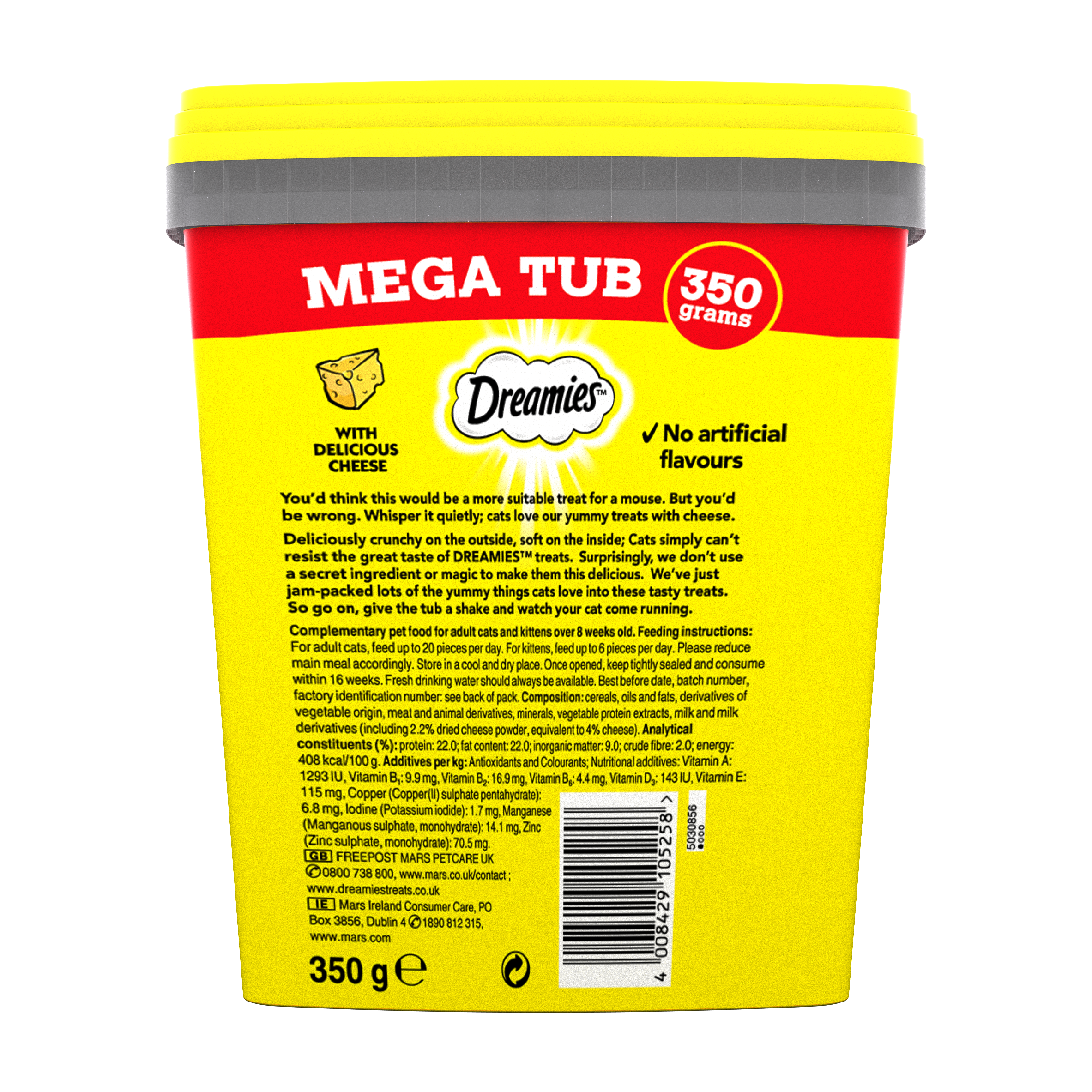 Dreamies Cat Treats with Cheese, 350g Mega Tub